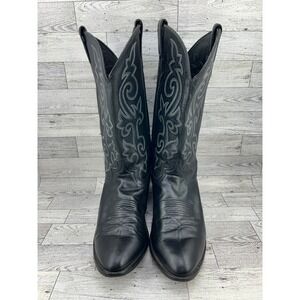 Justin Boots Mens Black Leather Western Cowboy Boots Style 1409‎ Size 10 EE